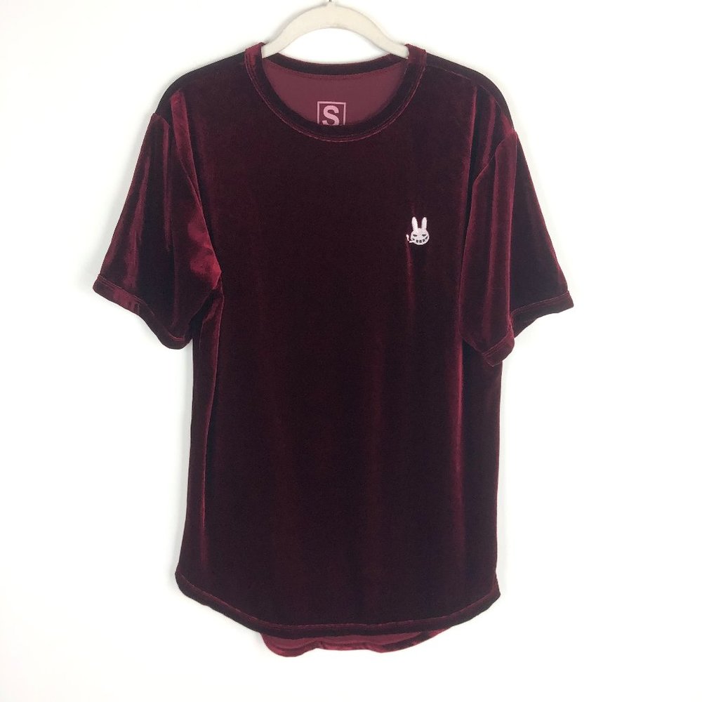 Dr. Zodiak Moonrock Men's Soft Deep Red Velvet Velour T-Shirt Size S Rabbit Logo